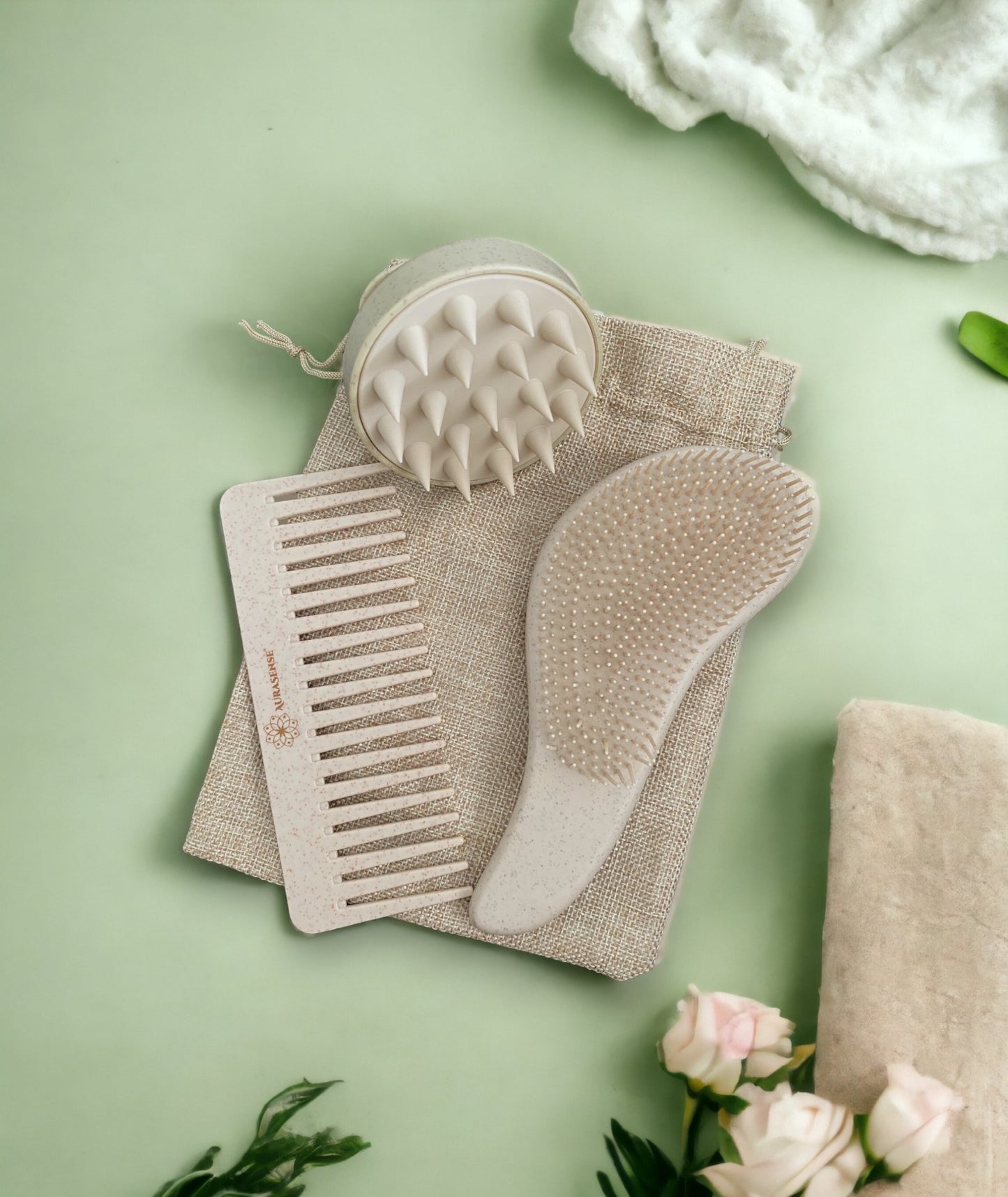 Wheat Straw Hair Brush Kit